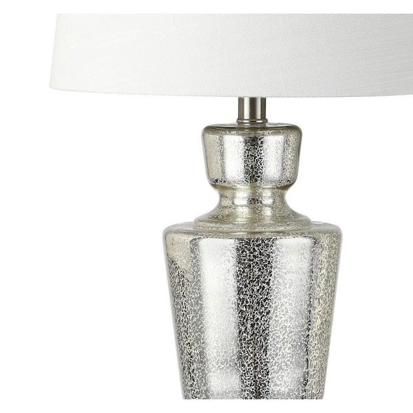 JONATHAN Y JYL2002A Olivia 26.5 Glass Table Lamp Silver/Ivory White Shade 