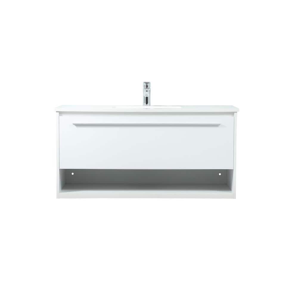 Timeless Home 40 in. W Single Bath Vanity in White with Engineered Stone Va