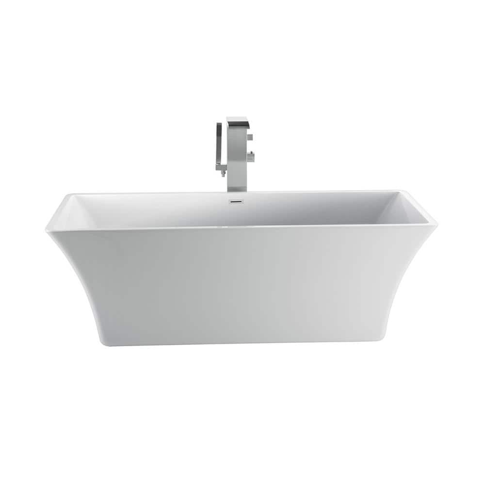 Tara 60 in. Acrylic Flatbottom Non-Whirlpool Bathtub in White with Integral Drain in Polished Chrome price history on PriceWatchPro