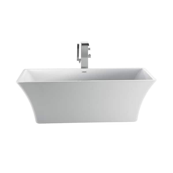Barclay Products Tara 60 in. Acrylic Flatbottom Non-Whirlpool Bathtub in White with Integral Drain in Polished Chrome