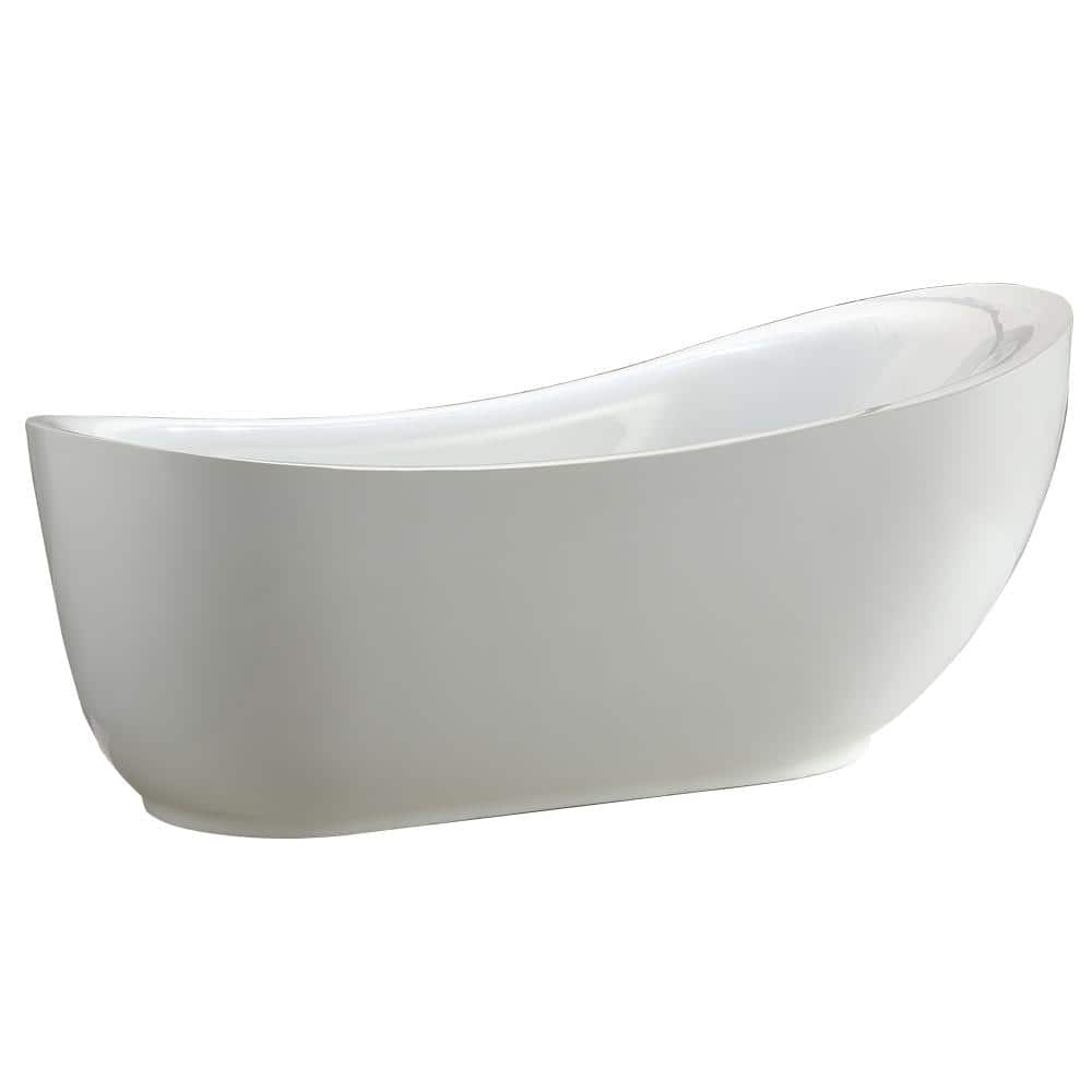 Everlie 71'' White Acrylic Freestanding Soaking Bathtub