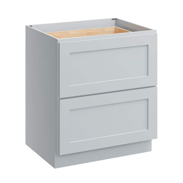 CASAINC 30 in. W x 24 in. D x 34.5 in. H in Dove Grey Plywood Ready to Assemble Floor Base Kitchen Cabinet with 2-Drawers