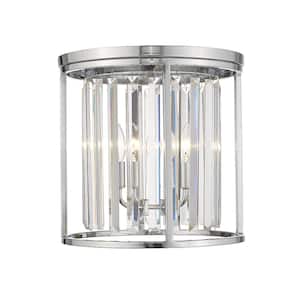 Monarch 14 in. 3-Light Chrome Flush Mount Light with Clear Crystal Shade with No Bulbs Included