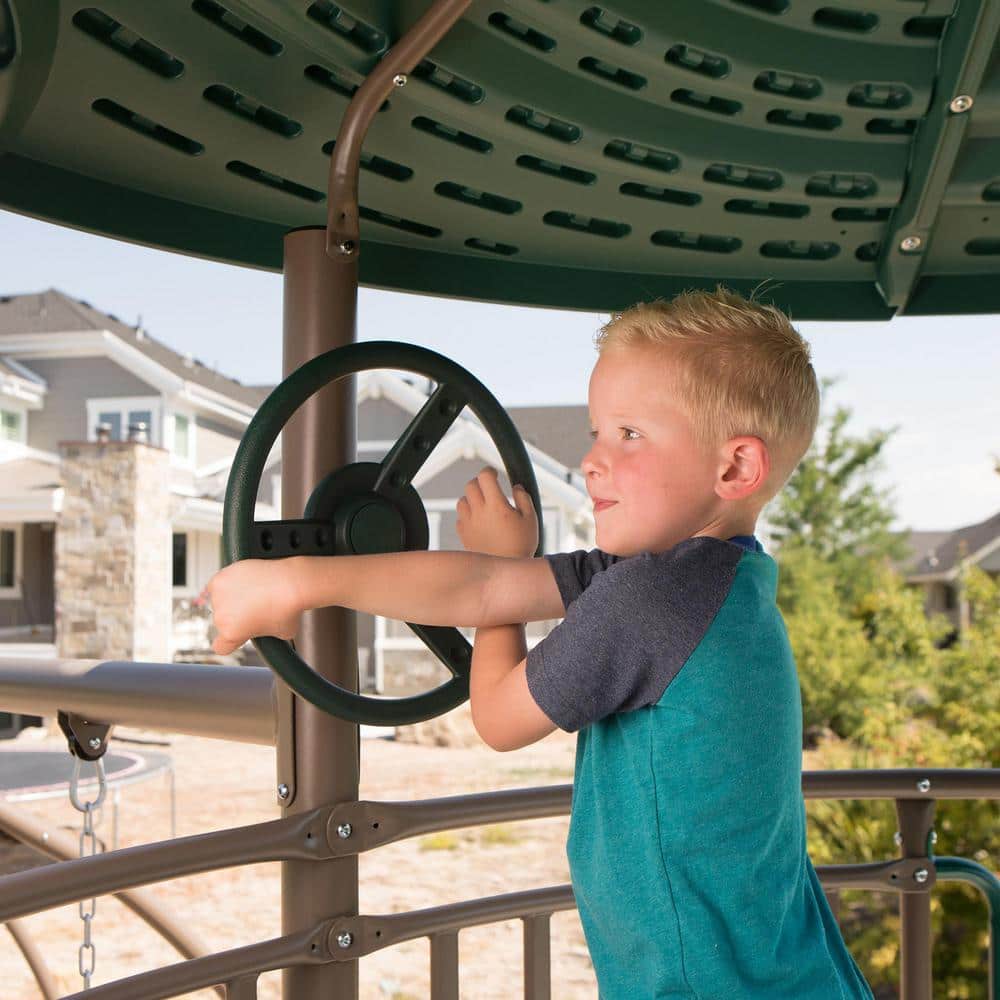 Lifetime Adventure Tower Swing Set with Slide and Climbing Wall