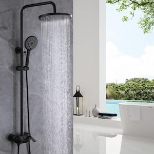 3-Spray Multi-Function Wall Bar Shower Kit with Tub Faucet and 3-Setting Hand Shower in Matte Black