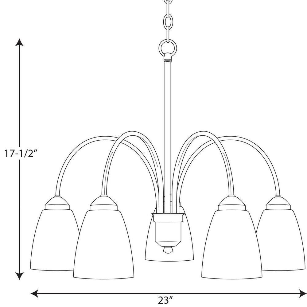 Brushed Nickel 5-Light Chandelier with White Etched Glass Shades