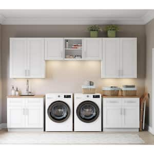 Richmond Verona White Plywood Shaker Ready to Assemble Base Kitchen Cabinet Laundry Room 132 in W x 24 in D x 102 in H