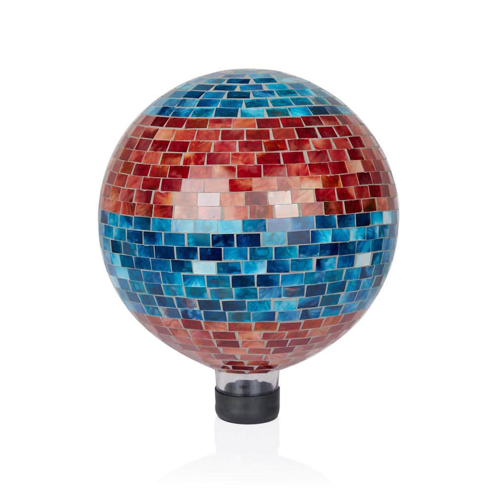 11 in. Tall Blue and Orange Mosaic Gazing Globe