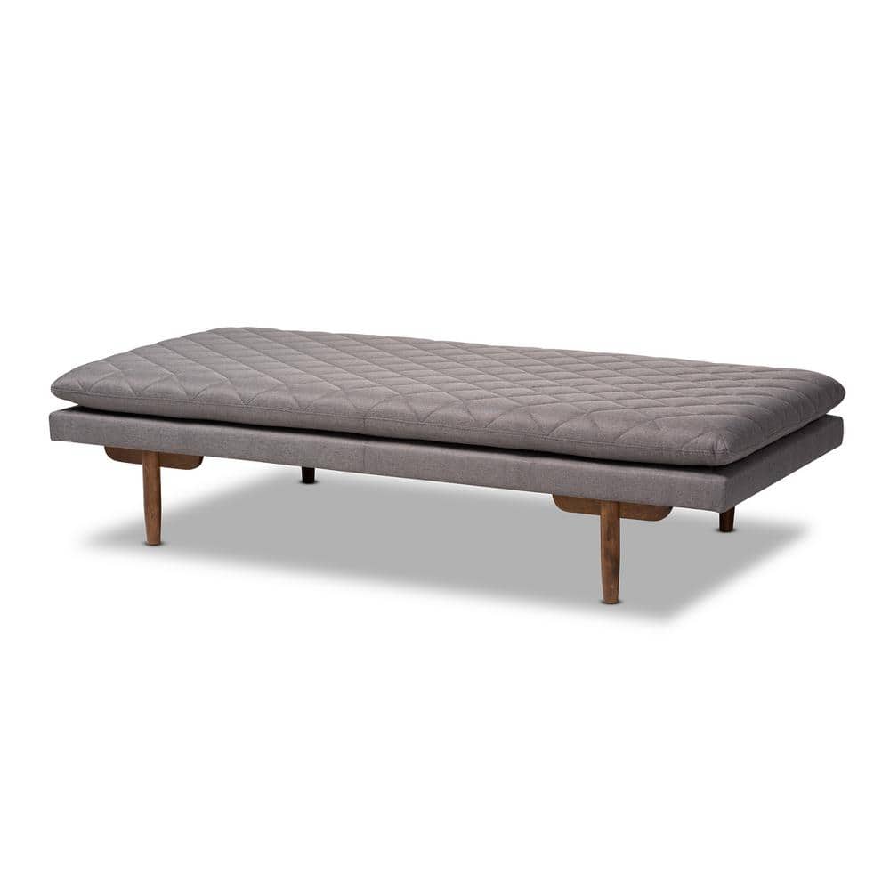Twin Mid-Century Modern Gray Upholstered Walnut Daybed