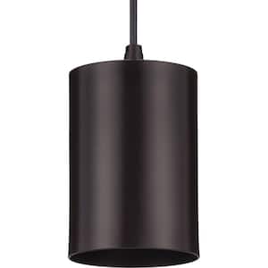 Cylinder Collection 5 in. 1-Light Antique Bronze Modern Outdoor Pendant Hanging Light