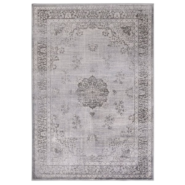 SAFAVIEH Atlas 5 ft. x 8 ft. Charcoal/Gray Border Medallion Area Rug