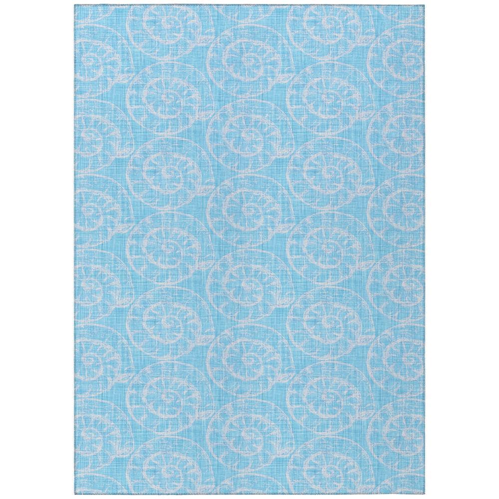 Surfside Blue 3 ft. x 5 ft. Geometric Indoor/Outdoor Area Rug
