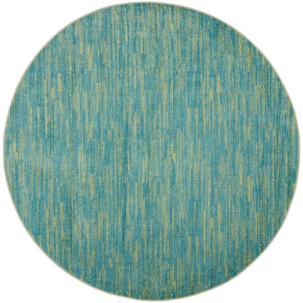 Blue, Green 8 ft. x 8 ft. Woven Polypropylene Indoor/Outdoor Area Rug