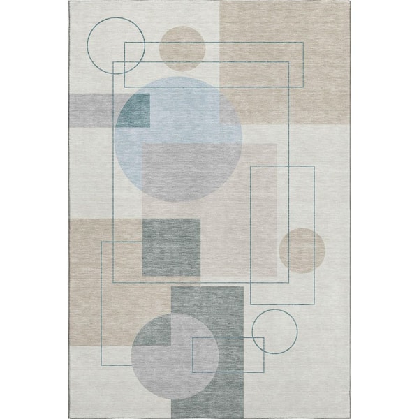 Mayfield Premium Machine Washable Abstract AMF2500 Ivory 10 ft. x 14 ft. Area Rug