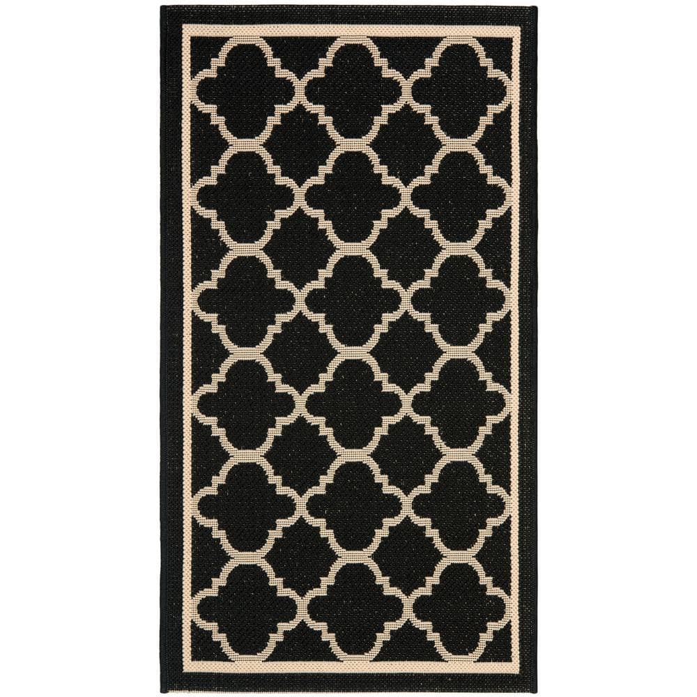 Courtyard Black/Beige Doormat 2 ft. x 4 ft. Geometric Indoor/Outdoor Patio Area Rug price history on PriceWatchPro