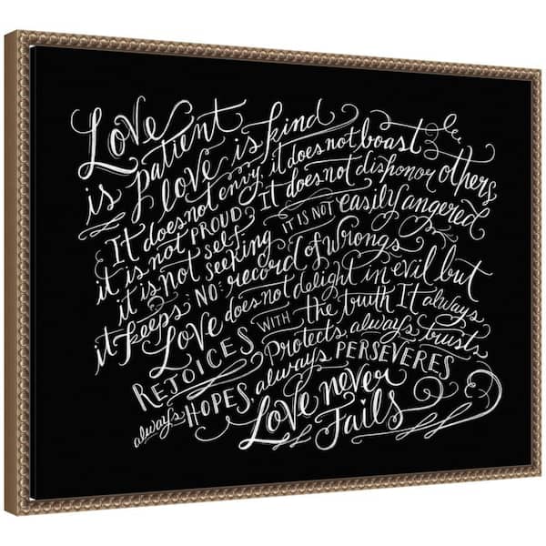 Sylvie "Love is Patient" by Valerie McKeehan of Lily and Val Words Framed Canvas Art Print 18 in. x 24 in.