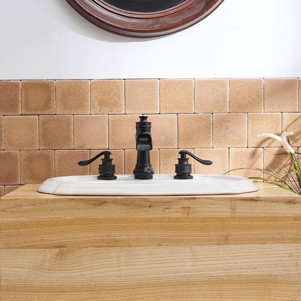 Matte Black Bronze 2-Handle Waterfall Bathroom Faucet with Pop-Up Drain