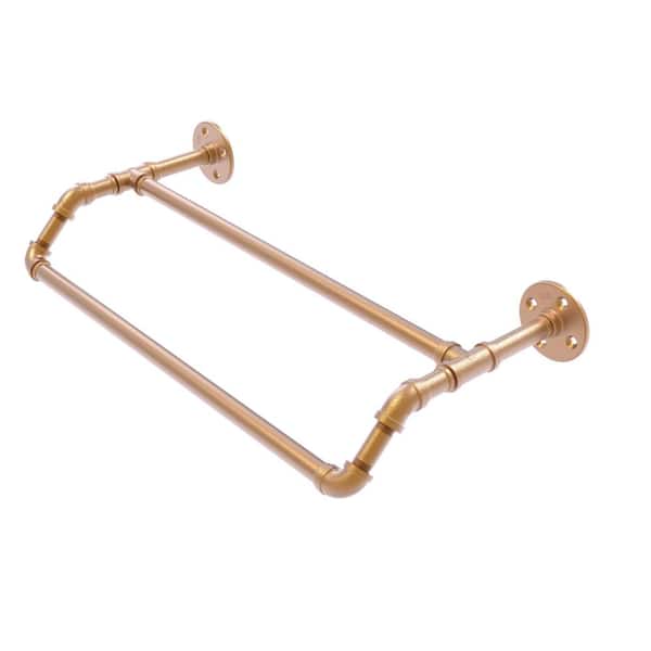 Allied Brass Pipeline Collection 36 in. Wall Mounted Double Towel Bar in Brushed Bronze