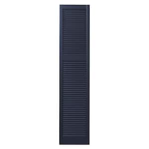 15 in. x 67 in. Cottage Style Open Louvered Polypropylene Shutters Pair in Dark Navy