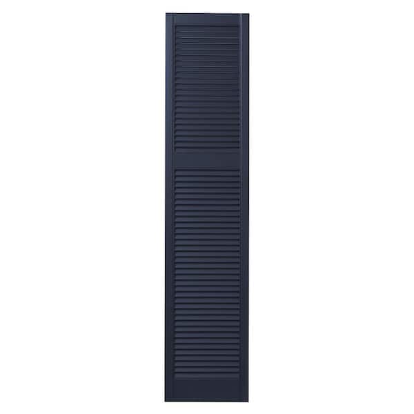 Ply Gem 15 in. x 67 in. Cottage Style Open Louvered Polypropylene Shutters Pair in Dark Navy