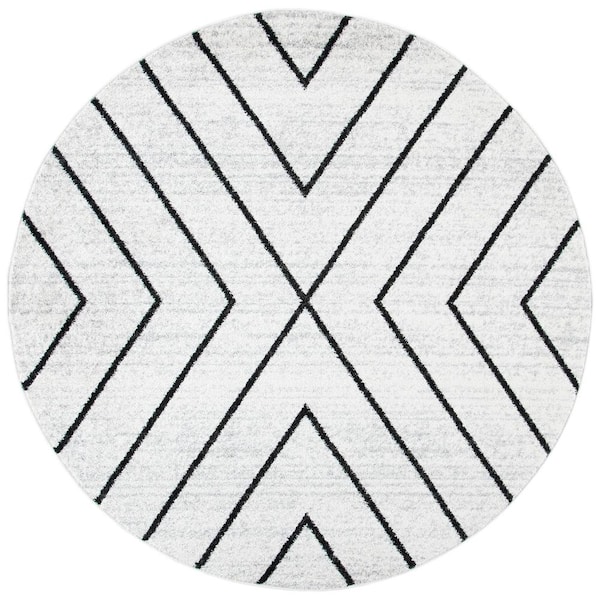 SAFAVIEH Adirondack Ivory/Gray 8 ft. x 8 ft. Arrow Round Area Rug