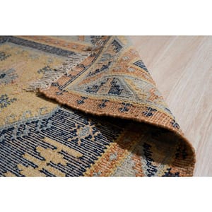 Blue 9 ft. x 12 ft. Handwoven Wool Contemporary High low Kilim Rug Area Rug