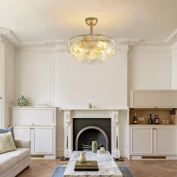 22 in. 4-Light Modern Gold Downrod Mount Standard Ceiling Fan with Lights Reversible Rotation and Remote Control