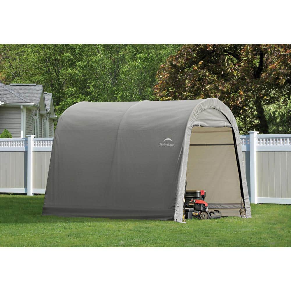 10' x 10' Gray Round Roof Outdoor Storage Shed with Roll-Up Doors