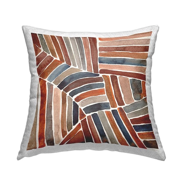 Stupell Industries Neutral Boho Stripes Pattern Multi-Color Square Outdoor Throw Pillow