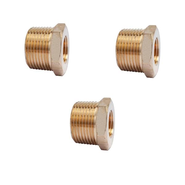 LTWFITTING 1 in. MIP x 1/2 in. FIP Brass Pipe Hex Bushing Fitting (3-Pack)