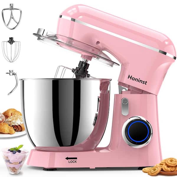 JEREMY CASS BigChef 6.5 Qt. 650-Watt 10-Speed Pink Stand Mixer with Dough Hook, Whisk and Beater