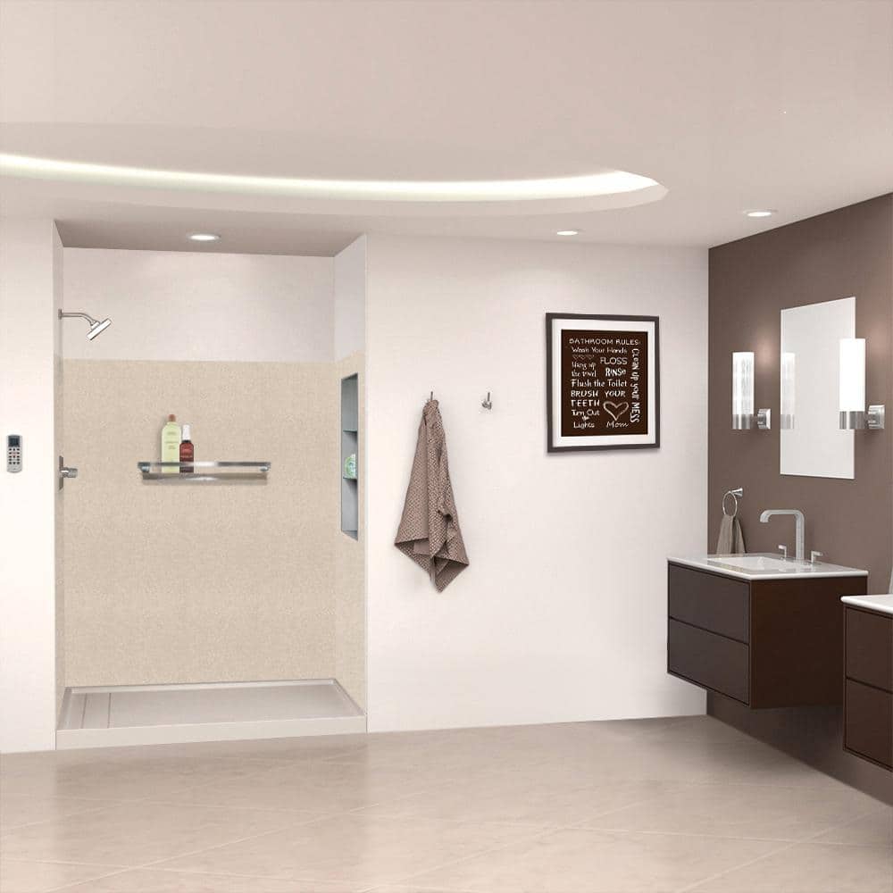 Cashew Velvet 72" x 60" Solid Surface Shower Wall Kit