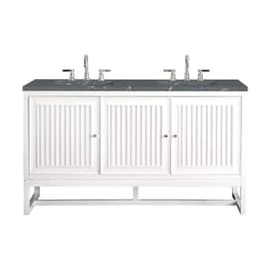 Athens 60.0 in. W x 23.5 in. D x 34.5 in. H Bathroom Vanity in Glossy White with Parisien Bleu Silestone Quartz Top