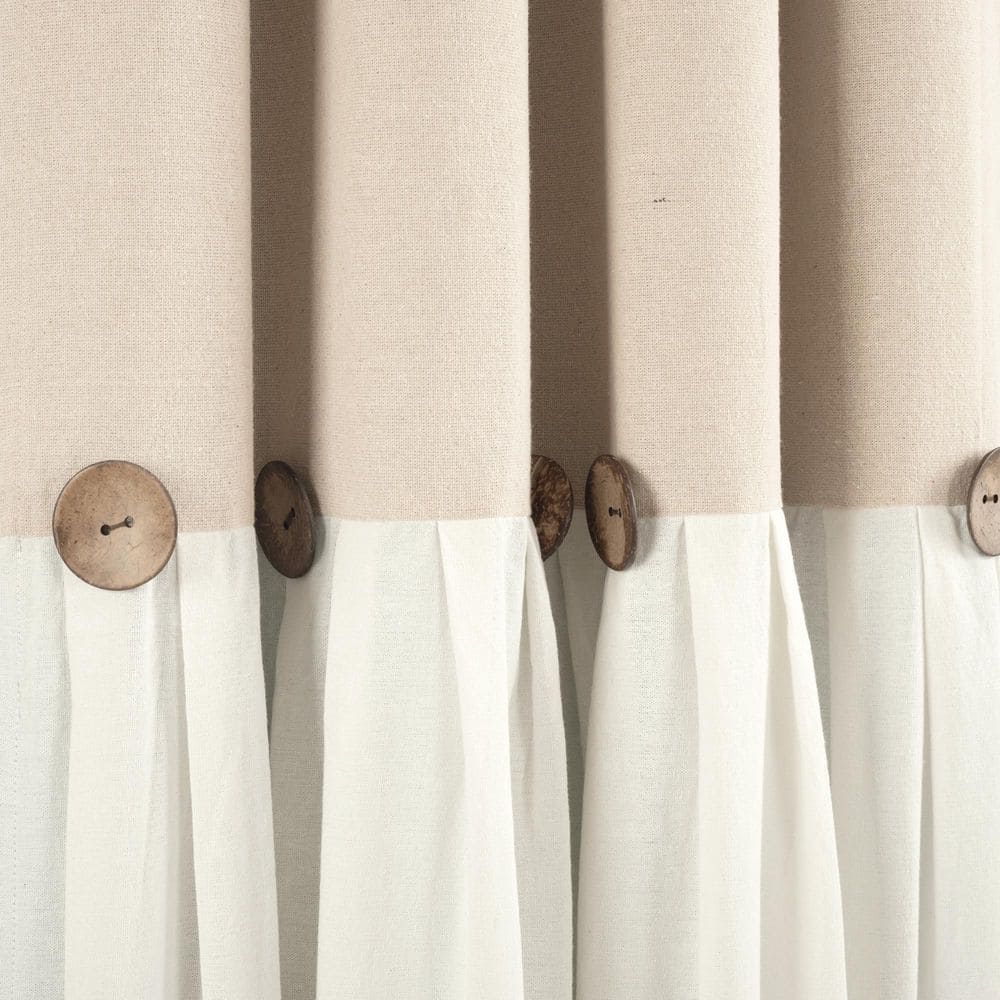 Linen Button Blackout Pleated Window Curtain Panel 40x84
