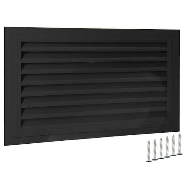 24 x 16 Rectangular Black Aluminum Alloy Wall Vent with Removable Strainer 180° Opening for Attic Shed Garage