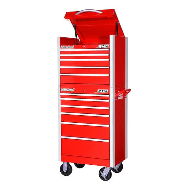 International SHD Series 27 in. 11-Drawer Tool Chest and Cabinet Combo in Red