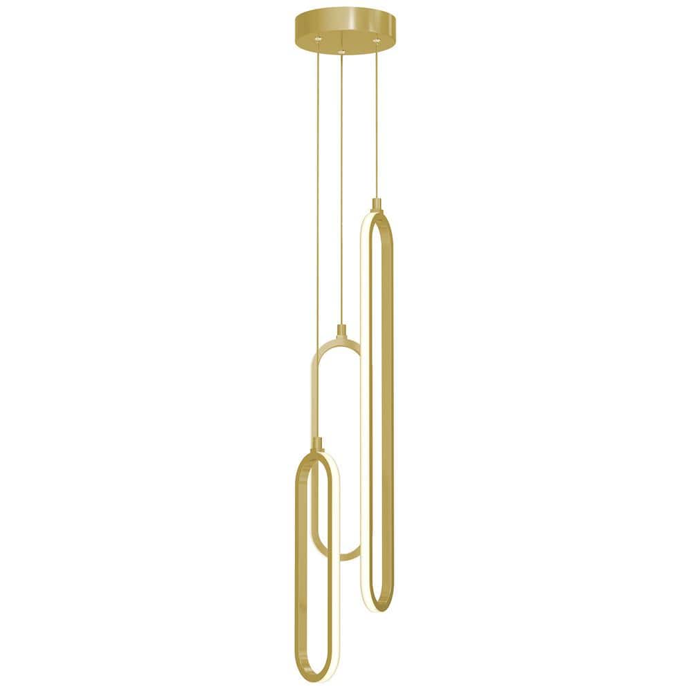Sienna 24-Watt 3-Light Gold Shaded Integrated LED Pendant Light with White Acrylic Shade price history on PriceWatchPro