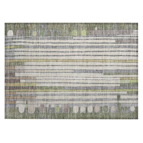 Chantille Machine Washable Indoor/Outdoor Abstract ACN2189 Olive 1 ft. 8 in. x 2 ft. 6 in. Accent Rug