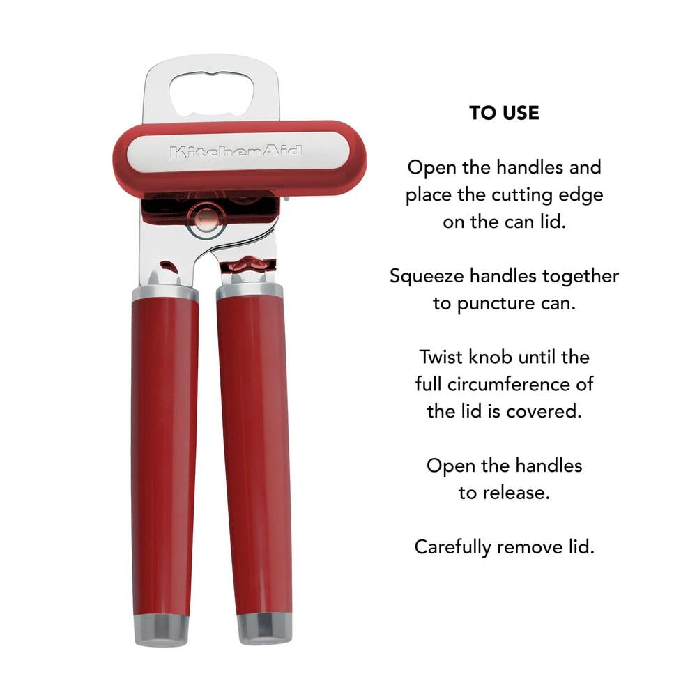Gloss Red Stainless Steel Ergonomic Bottle and Can Opener
