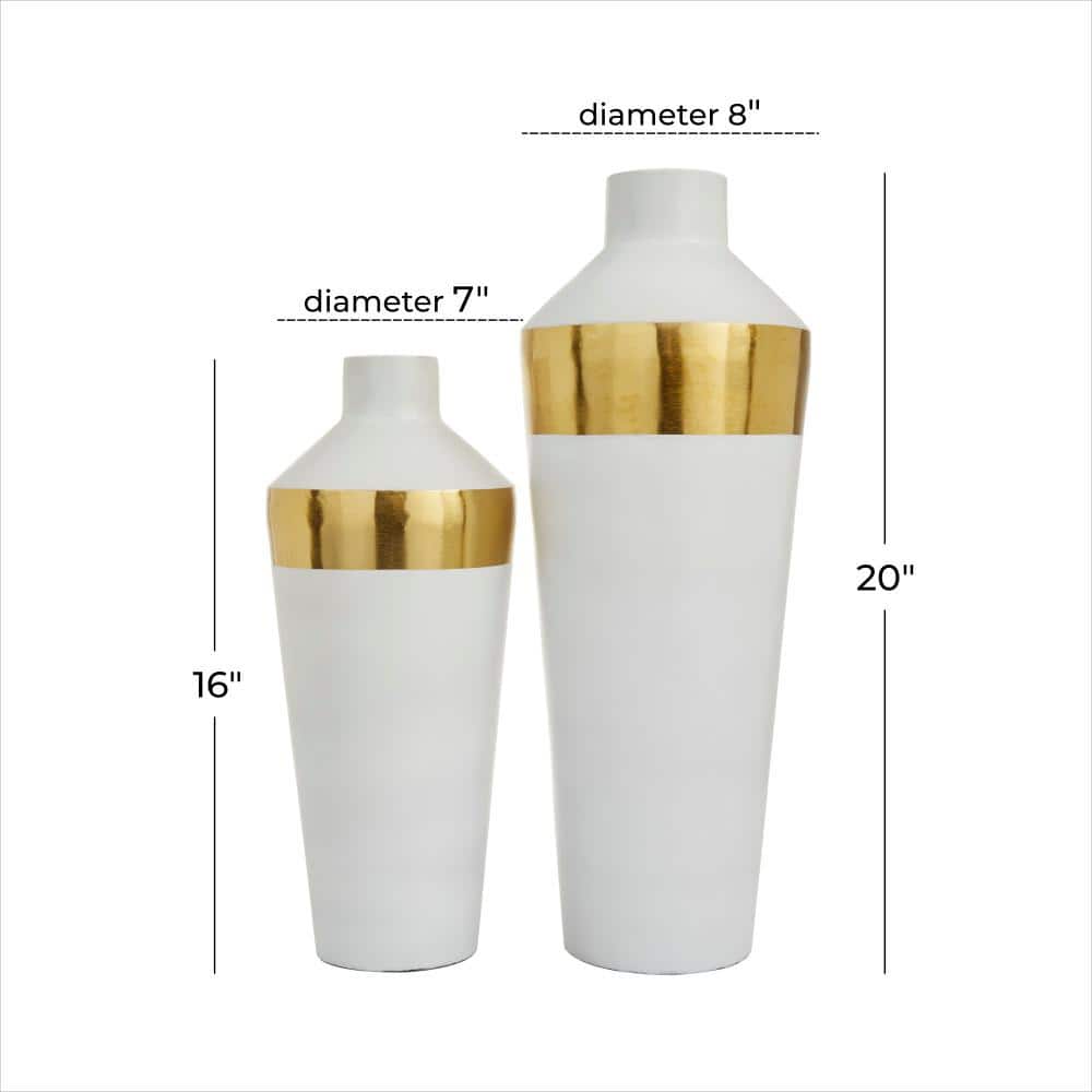 Contemporary Light Metal Bouquet Vase Duo - Round 20" Set