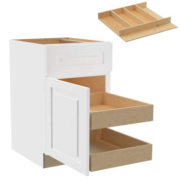 Grayson 21 in. W x 24 in. D x 34.5 in. H Assembled Plywood Base Kitchen Cabinet in Pacific White with Utility LH