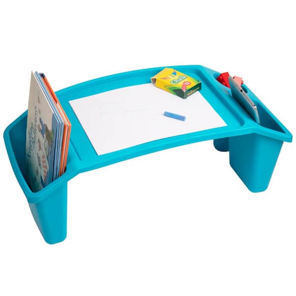 Mind Reader 22.25 in. Rectangle Blue Plastic Portable Kids Lap Desk Activity Tray
