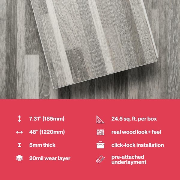 Lucida USA (Sample) MaxCore Pro Silverbar Multiple Colors/Finishes Wood Look 20-mil Interlocking Luxury Vinyl Plank