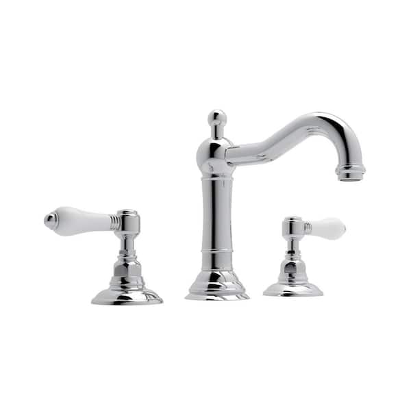 ROHL Acqui 8 in. Widespread Double-Handle Bathroom Faucet with Drain Kit Included in Polished Chrome