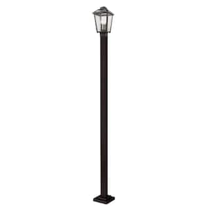 Bayland 111 in. 3 Light Rubbed Bronze Aluminum Hardwired Outdoor Weather Resistant Post Light Set with No Bulb Included