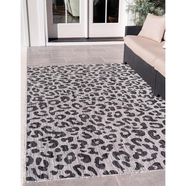 Black Leopard Outdoor 8 ft. x 11 ft. Area Rug