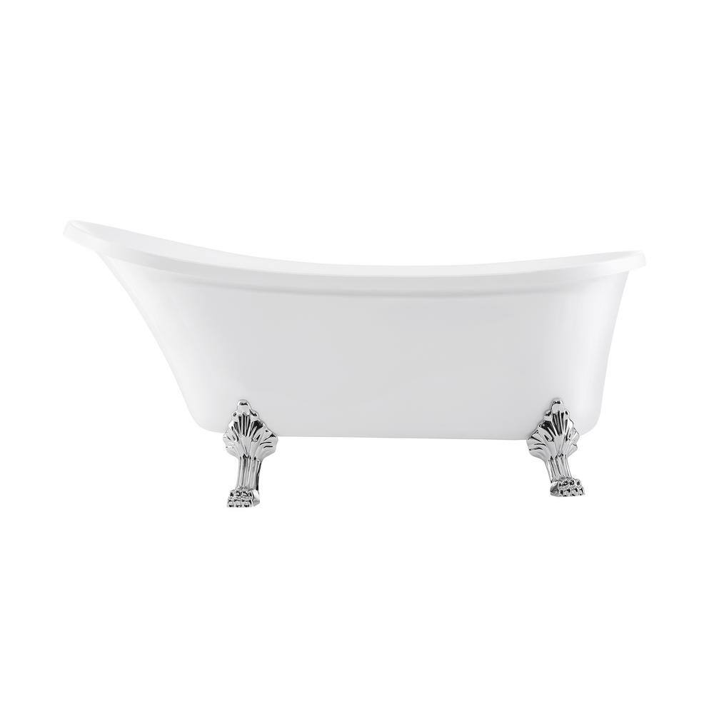 Elegant 30" Acrylic Clawfoot Soaking Bathtub with Chrome Finish