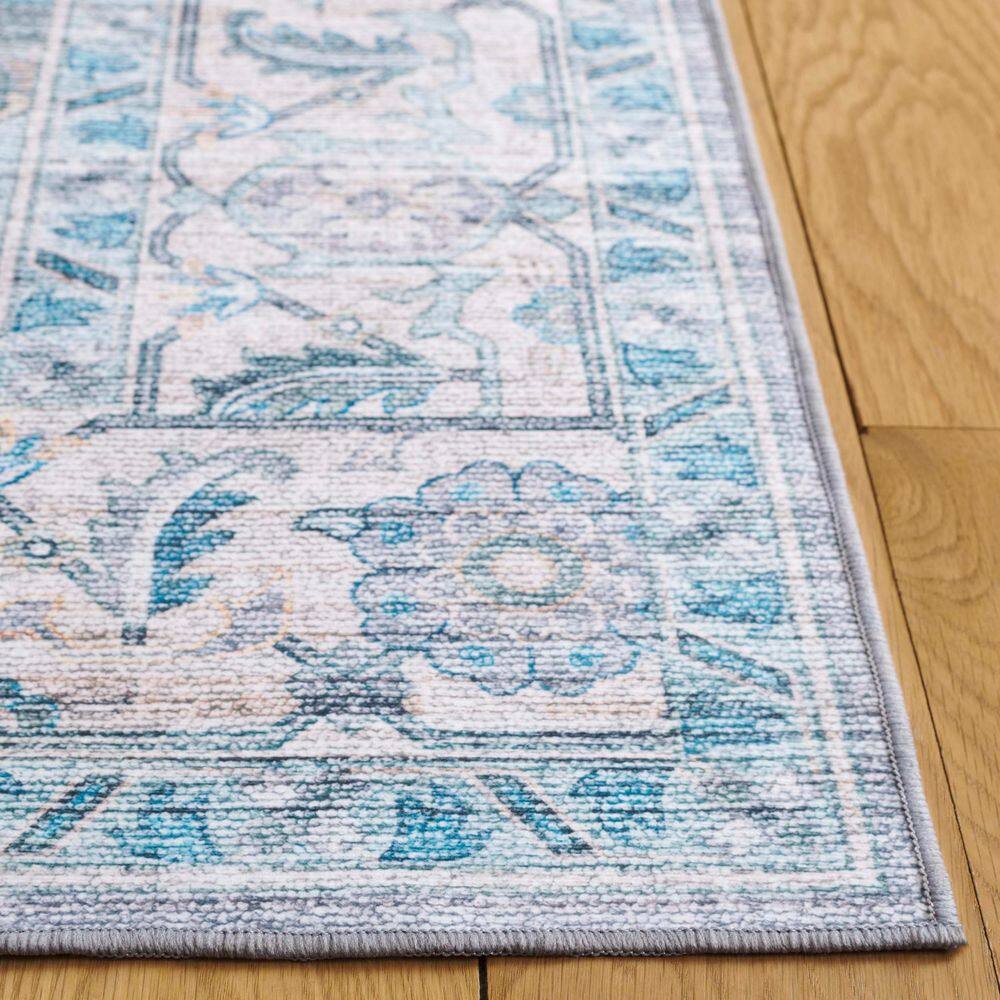 Arizona Gray and Turquoise Synthetic Washable Area Rug