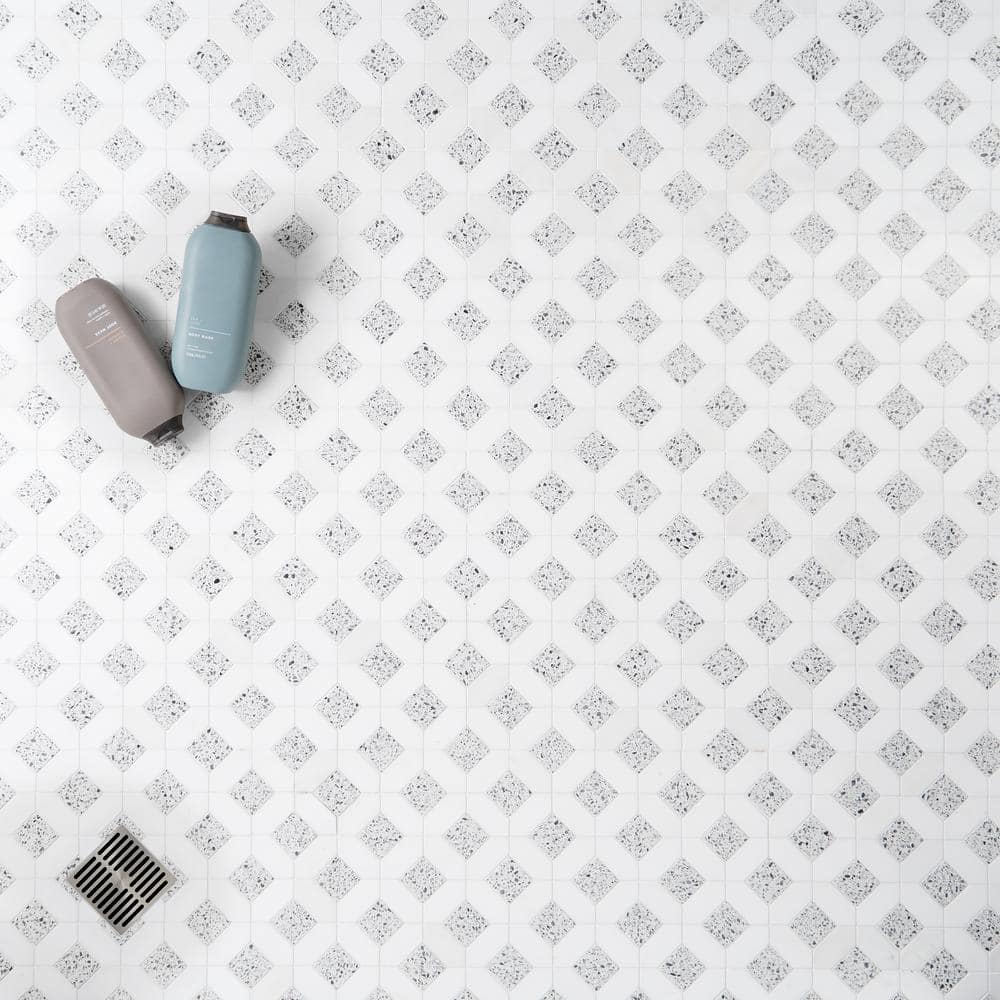 Truffle White 12x12 Marble and Terrazzo Mosaic Tile