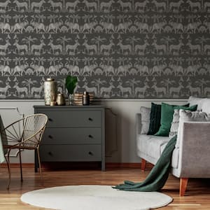 Colonial Charcoal Unpasted Removable Peelable Wallpaper